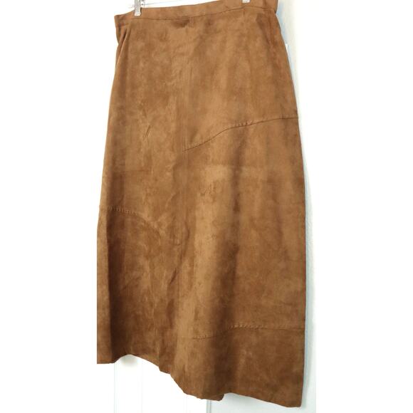 NWT Vintage 90s Y2k Napa Valley Tan Brown Microsuede Long Midi Skirt Plus 18W - Picture 4 of 8